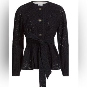 Veronica Beard Kapnos Eyelet Jacket - Black Size 2